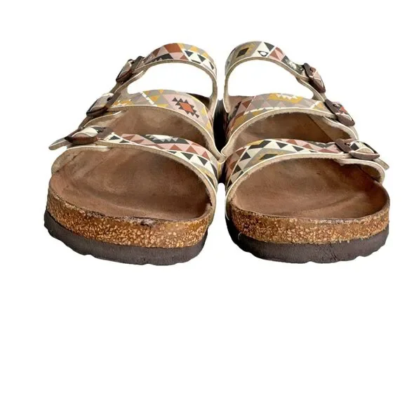 Birkenstock Florida Sandals Womens 40 US 9.5 Vegan Southwestern Print Mocha - Picture 9 of 12